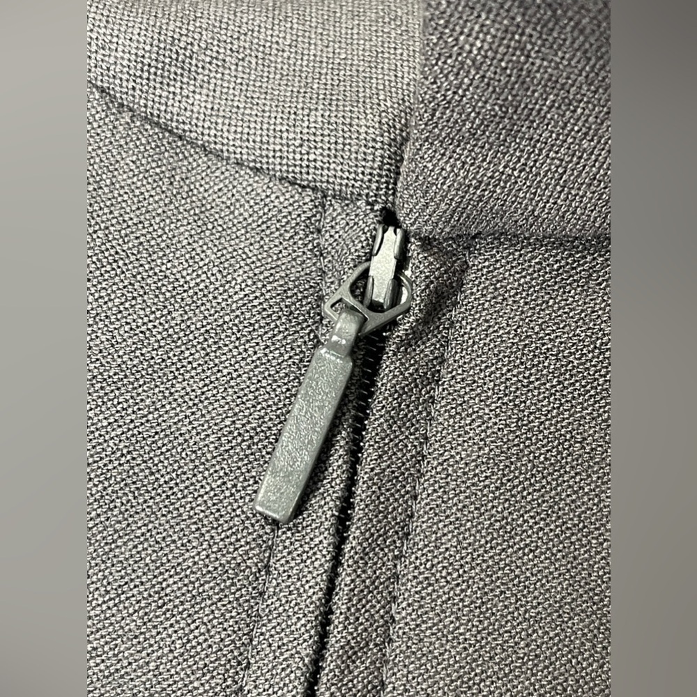 Eileen Fisher Crepe Knit Mandarin Collar Gray Two-Way Zipper Longline Jacket - Picture 4 of 8